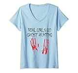 donna real girls go fantasma caccia divertente paranormale adventures regalo maglietta con collo a v