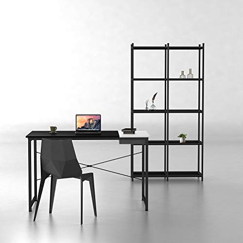 Cubiker Computer Desk 55" Home Office Writing Study Laptop Table, Modern Simple Style Desk With Drawer, Black White #TOP4