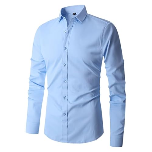 Camicia Uomo No Stiro Camicie Bianca Con Bottoni Casual Tinta Unita Camicia Nera Estiva Taglie Forti Elasticizzata Bluse Regular Fit Leggera Coreana Camicie Ufficio Business Per Matrimonio Formal