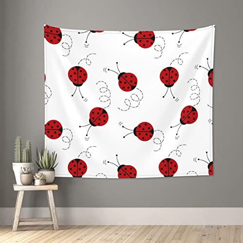 Psvod Art Ladybug Tracks Tapestry:hanging Bedroom Living Room Fabric Home Decoration Wall Hanging:wall Decoration Tapestry 60*51 Inches #TOP1