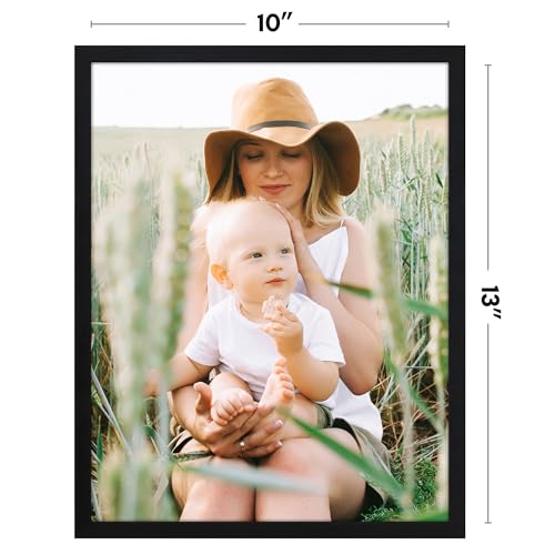 Image of Americanflat 10x13 Picture Frame with Shatter-Resistant Glass - Streamline Collection - Thin Border Photo Frame for Tabletop and Wall Display - Hanging Hardware and Easel Stand Included - Black