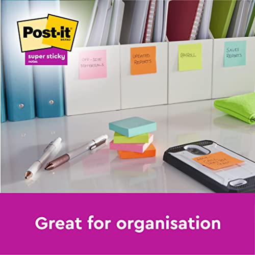 Post-It Super Sticky 7100034579 Karteczki Samoprzylepne, Wielokolorowy, 76 x 76 mm