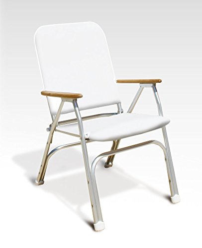 Forma Marine Boat Chair Off-White Large Padded Deck Folding Marine Aluminum Teak Armrests Furniture Venus V100W #TOP6