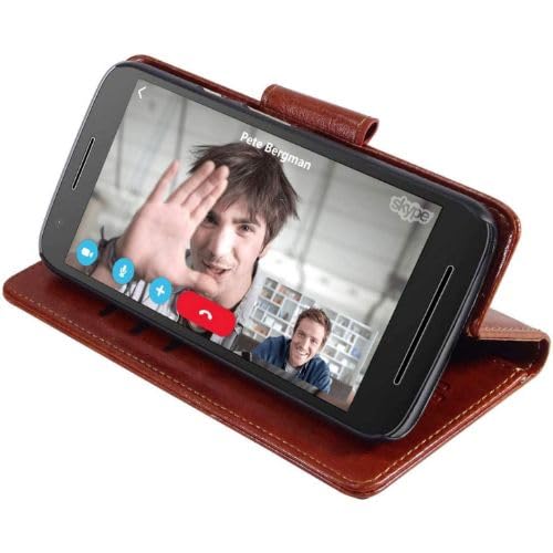 Image of ClickCase for Motorola Moto G05 Vintage Series Leather Wallet Flip Case Kick Stand with Magnetic Closure Flip Cover for Motorola Moto G05 (Executive Brown)