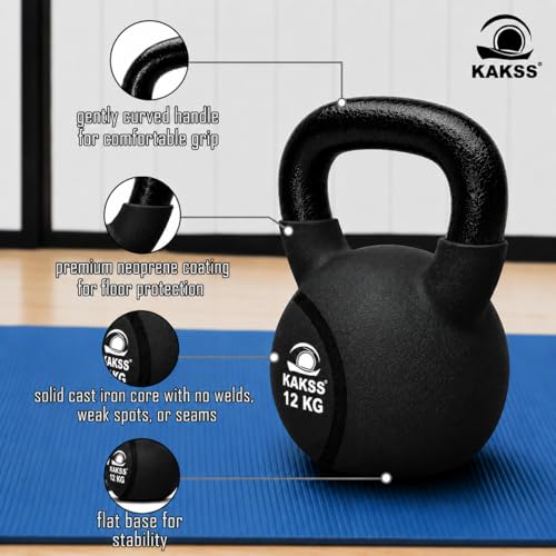 Image of Kakss Half Coating Neoprene Kettlebell (black, 12kg)