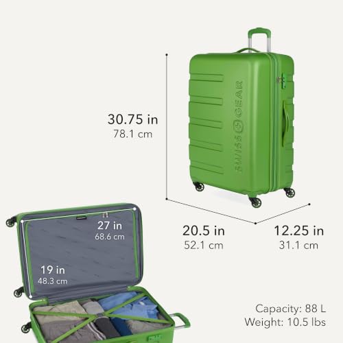 Image of SwissGear 7366, Green, Checked-Large 27-Inch, Signature Hardside Expandable Luggage With Spinner Wheels