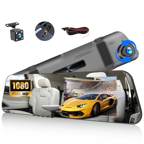 CAMECHO Mirror Dash Cam Front and Rear 4.5 Inch 1080P HD Screen Dual Dash Cam Rear View Camera Car RearView Mirror Loop Recording Wide Angle Parking Assistance with Motion Detection