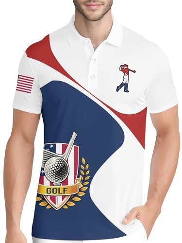 Image of PAGYMO Funny Golf Shirts for Men Crazy Printed Pattern Novelty Moisture Wicking Performance Mens Polo Shirt