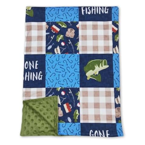 Yawoo Haan Gone Fishing Plaid Patchwork Baby Kids Blankets Cover