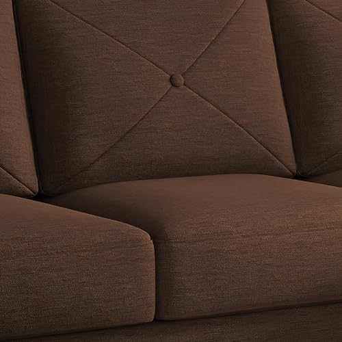 Image of Baloney RHS 6 Seater L Shape Sofa Set with Center Table for Living Room (Brown Fabric) Premium Fabric Sofa
