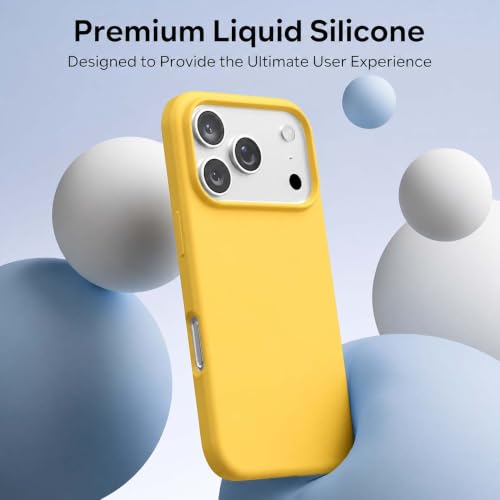 Image of DIZORO Compatible with iPhone 17 Pro Case (2025), Liquid Silicone 3 Layers Full Covered Soft Gel Rubber Shockproof Protective Cover with Anti-Scratch Microfiber Lining - Yellow