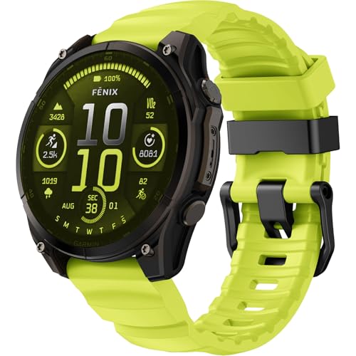 Image of Compatible with Garmin Fenix 7X Strap /Fenix 6X / Fenix 5X / Fenix 8 51mm,26mm Soft Silicone Sport Wristband Replacement Quickfit Bands for Tactix Delta,Fenix 3 /3 HR,Descent MK1 /Enduro