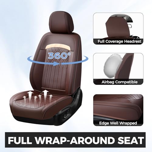 Image of FLORICH Car Seat Covers Full Set, Leather Seat Covers for Cars, Car Seat Protector Waterproof Breathable, Universal Automotive Seat Covers, Front and Rear Car Seat Cover Fit for Most SUV Pick-up Truck