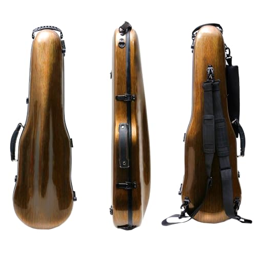 Vetimobato Dazzling Hard Shell Violin Case 4/4 Full Size Strong Light Flight Carbon Fiber Violin Box with Straps Travel Violin Case (Bronze)
