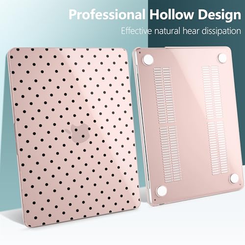 DONGKE for MacBook Air 13 Inch (13.6 Inch) Case, M5/M4/M3/M2 Chip 2026 2025 2024 2023 2022, Hard Plastic Printed Cover with Screen Protector & Keyboard Cover & Dust Plugs, Pink Polka Dots by DONGKE - Used condition - Image 5