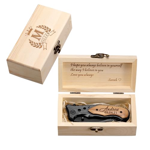 IUZOE Personalized Pocket Knife for Men, Custom Engraved Knives with