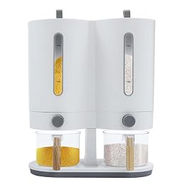 Mlonausz Dual Rice Dispenser Large Capacity Dry Food Dispenser with2 Measuring Cups