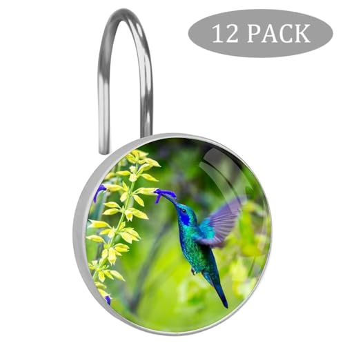 GIPOUTY Christmas Tree Shower Curtain Hooks Rings 12 PCS, Christmas Tree Decorations, Stainless Steel Fashion Indoor Bathroom Decor, Hummingbird by GIPOUTY - Used condition - Image 6