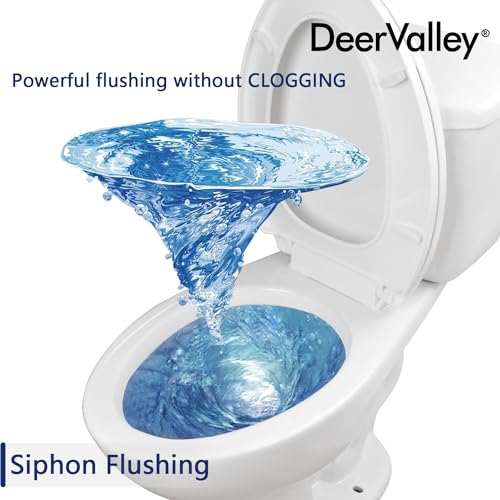 Image of DeerValley Two-Piece Toilet ADA American Standard Toilet 12 inch Rough in 1.28 GPF Power Flush Two-Piece Elongated Toilets for Bathrooms Comfort Height High White (Toilet Seat Included)
