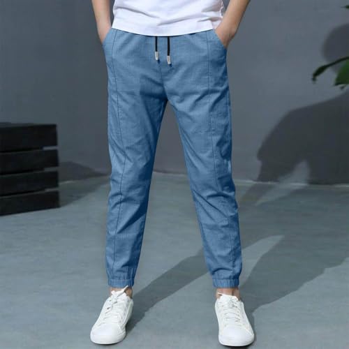 Sweatpants Joggers for Boys Drawstring Elastic Waist Cotton Linen Casual Pants Lightweight Teens Active Workout Sweat Pant2
