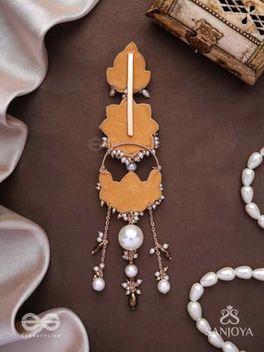 Image of SANJOYA BY EVERSTYLISH Embroidered Hair Accessory for Women | Mirror, Shell, Bead & Pearl Bridal Hairpiece | Ethnic Jewelry for Weddings & Festive Occasions