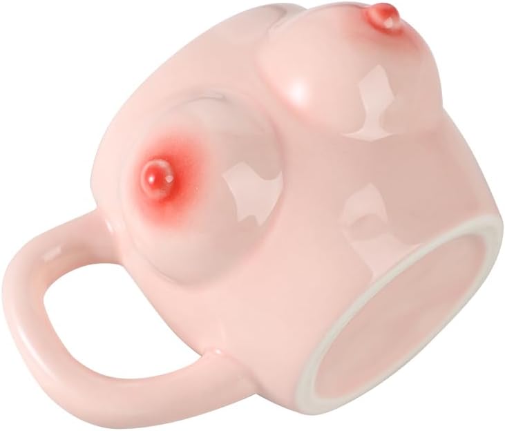haozaikeji Ceramic Female Form Mug Funny Boobs Coffee Mug Creative Ice Tea Mug Artist Breast Drinking Cup Feminist Breast Cancer Survivor Milk Cup Body Shape Morning Mug with Handle image 5