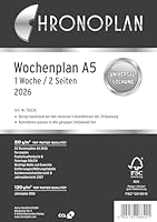 Chronoplan 50236 Kalendereinlage 2026 (Wochenplan A5 (148x210mm) Ersatzkalendarium für Terminplaner, ideal für detaillierte Wochenplanung, 1 Woche auf 2 Seiten in Spalten, mit Universallochung) weiß