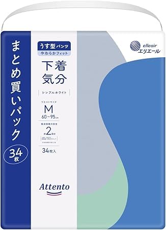 ア テ ン ト うす型 パンツ Mサイズ 34枚 下着気分 シンプルホワイト【大容量】