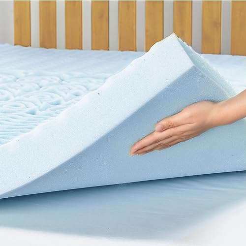 Mellow 4 Inch 5-Zone Memory Foam Mattress Topper, Cooling Gel Infusion, Dorm Essentials, Short Queen Blue by Mellow - Image 5
