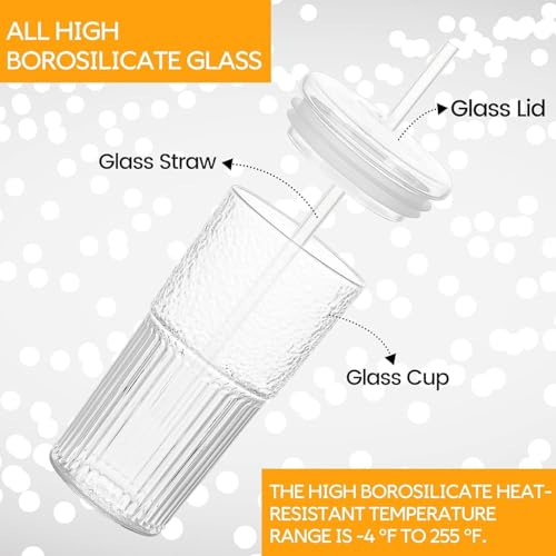 Image of ginoya brothers 600ml Glass Mason Tumbler with Lid and Straw - Leakproof Reusable Drinking Cup for Juice, Smoothies, Iced Coffee, Tea, Cold Beverages. (Pack of 1)