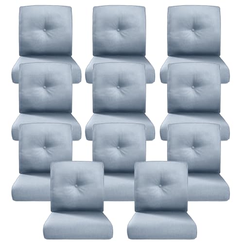 Image of Luxury 4 inch Thick Outdoor Cushion Set of 11 - 22x24 Patio Furniture Cushions with 28D High-Density Foam, Water-Resistant & Fade-Resistant Fabric, Removable Covers for Patio Furniture Sofa - Baby Blue