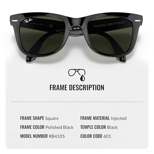 Ray-Ban RB4105 WAYFARER FOLDING CLASSIC Square Shaped Sunglasses for Men & Women with Official RAYBAN Eyewear Kit3