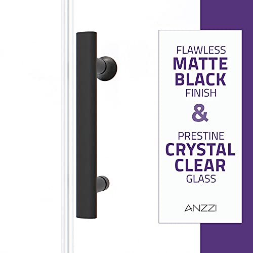 Anzzi 72 X 48 Inch Framed Shower Door In Matte Black, Halberd Water Repellent Glass Shower Door With Seal Strip Parts, Easy Gilde Rollers Sliding Shower Door, Sd-Az052-01Mb #TOP4