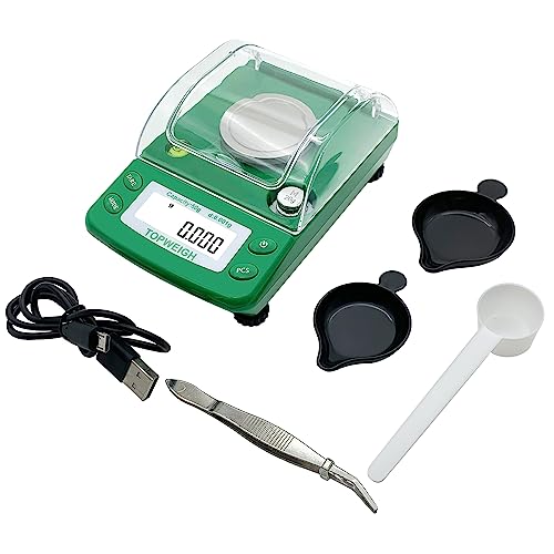 (Dual Powered) Milligram Scale, Large Display, Mg Scale, Adjustable Feet, 50G X 0.001G -Green, Digital Powder Scale, Level Bubble, Accurate And Sensitive #TOP24