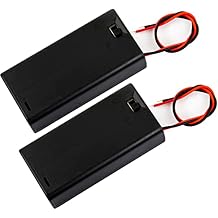 whiteeeen 2pcs 2 AA Battery Box Case with Switch Cover Black Plastic Cell Holder Spring Clip Wire Leads 2X 1.5V, Total 3V