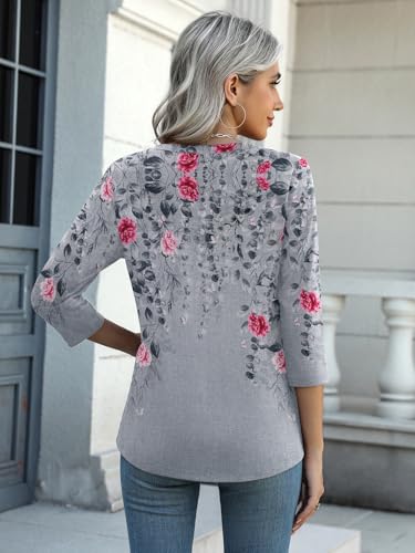 Image of Zeagoo Womens Blouse Casual 3 /4 Length Sleeve V Neck Basic T-Shirts Spring Summer Cute Tunic Tops Business Work Tees