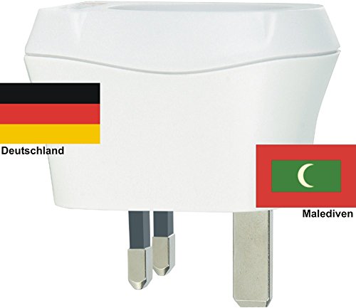 Preisvergleich Produktbild Design Reisestecker Adapter Malediven auf Deutschland, Schukostecker 230V, Umwandlungsstecker MV-D