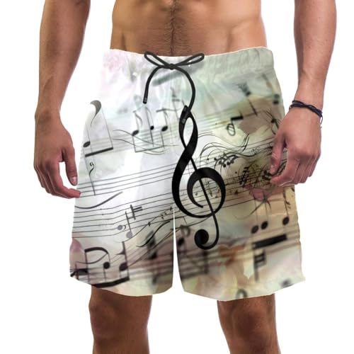 Notes de musique vintage short de plage homme pour vibrer au rythme de l'été