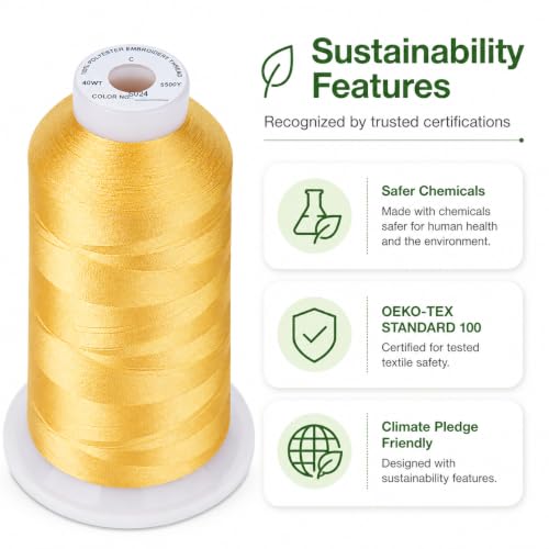 Image of Simthread 5500Yds /5000M 40WT Polyester Embroidery Thread Butternut S024 | High-yardage 5000M spool offers smooth feeding and stable 40WT polyester thread for home and commercial embroidery machines.