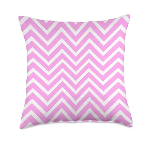 Decorative Light Pink and White Chevron Pattern Throw Pillow