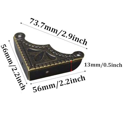 Image of 24Pcs Decorative Metal Box Corner Guard Protectors, 2.2 inch x 2.2 inch Antique Bronze Edge Covers for Furniture, Jewelry Boxes, Cabinets