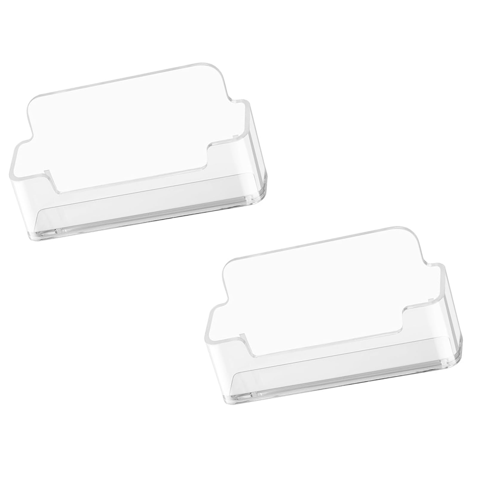 Hsioluted Women's 2Pcs Acrylics Business Card Stand Desktop Business Card Organizers Storage Case Name Display Stand For