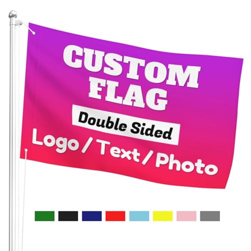 Custom Flag Banner Double Sided Personalised Flags with 2 Eyelets, 3 Layers-Add Photo, Text, Logo Make Your Own Welcome/Memory/Birthday Flag for Outdoor Decor Garden Camping Wedding, 2ftx3ft
