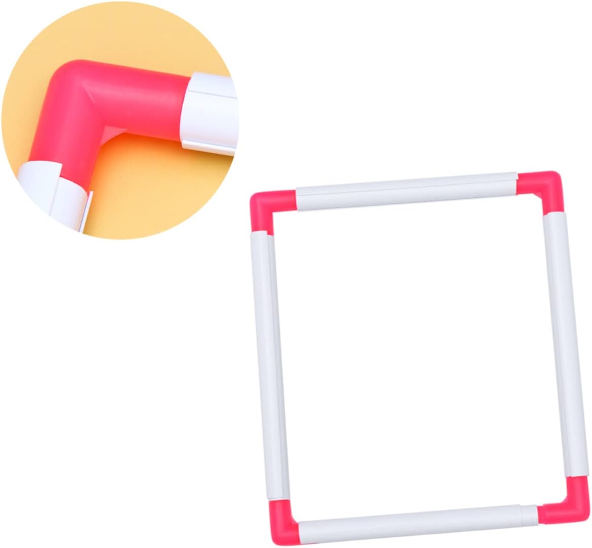LOLIPPYY Square Embroidery Frame PVC Quilting Frame for Cross Stitch Embroidery Clip Tool Portable Easy to Assemble Random Color