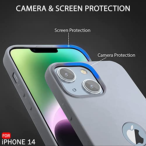Image of TheGiftKart Liquid Silicone Back Cover Case for iPhone 14 | Soft Micro-Fibre Lining Inside | Camera & Screen Protection | Shockproof Back Cover Case for iPhone 14 (Silicone, Mist)