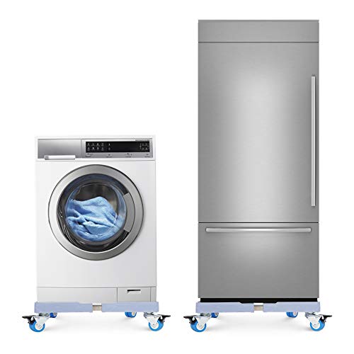 SUPER DEAL Adjustable Mobile Base Furniture Dolly Multifunctional Pedestal with Lockable Universal Wheels for Washing Machine/Dryer/Refrigerator/Washer and more
