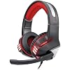 IQ Sound IQ-480G Pro-Wired Gaming Headset with Hi-Fi Stereo Headphones, Comfort, LED Lights, Universal Compatibility, Clear Conversations, in-Line Volume Control, for PC, Xbox, PlayStation Red