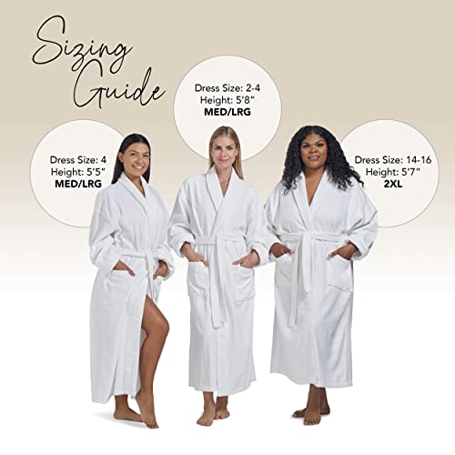 Terry Cloth Bathrobe By Boca Terry, Luxury Robe For Women, Plush White Cotton Hotel Spa Robes, Medium/Large #TOP3