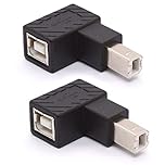 Tomost USB B 2.0 Adapter, USB 2.0 Type-B Printer Adapter, 90 Degree Angle USB 2.0 Type-B Male to Female Printer Adapter for Printer, Scanner, Fax Machine, Mobile HDD(Down 2Pcs)