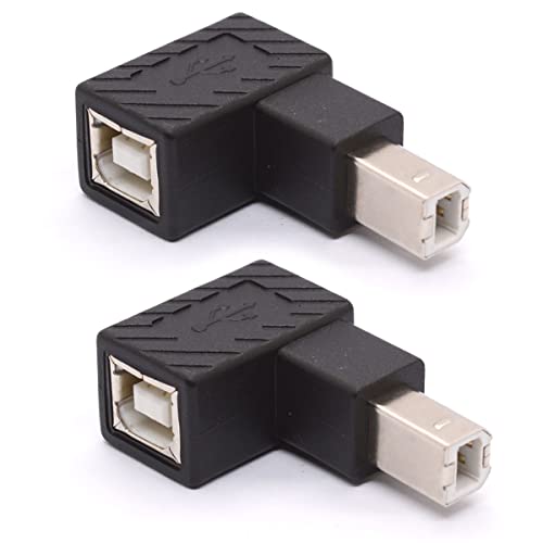 Tomost Lot de 2 adaptateurs USB B 2.0 type B pour imprimante, scanner, télécopieur, disque dur mobile USB 2.0 type B coudé à 90 degrés vers femelle